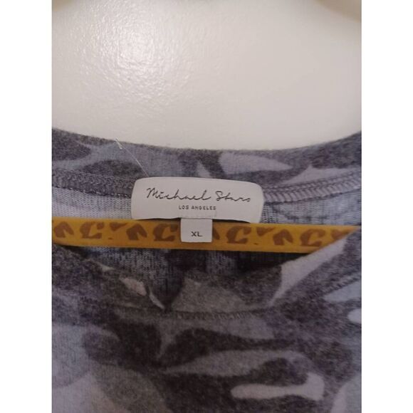 Michael Stars Top Long Sleeve Lightweight Camouflage Color Gray/Black Size XL - Picture 2 of 3